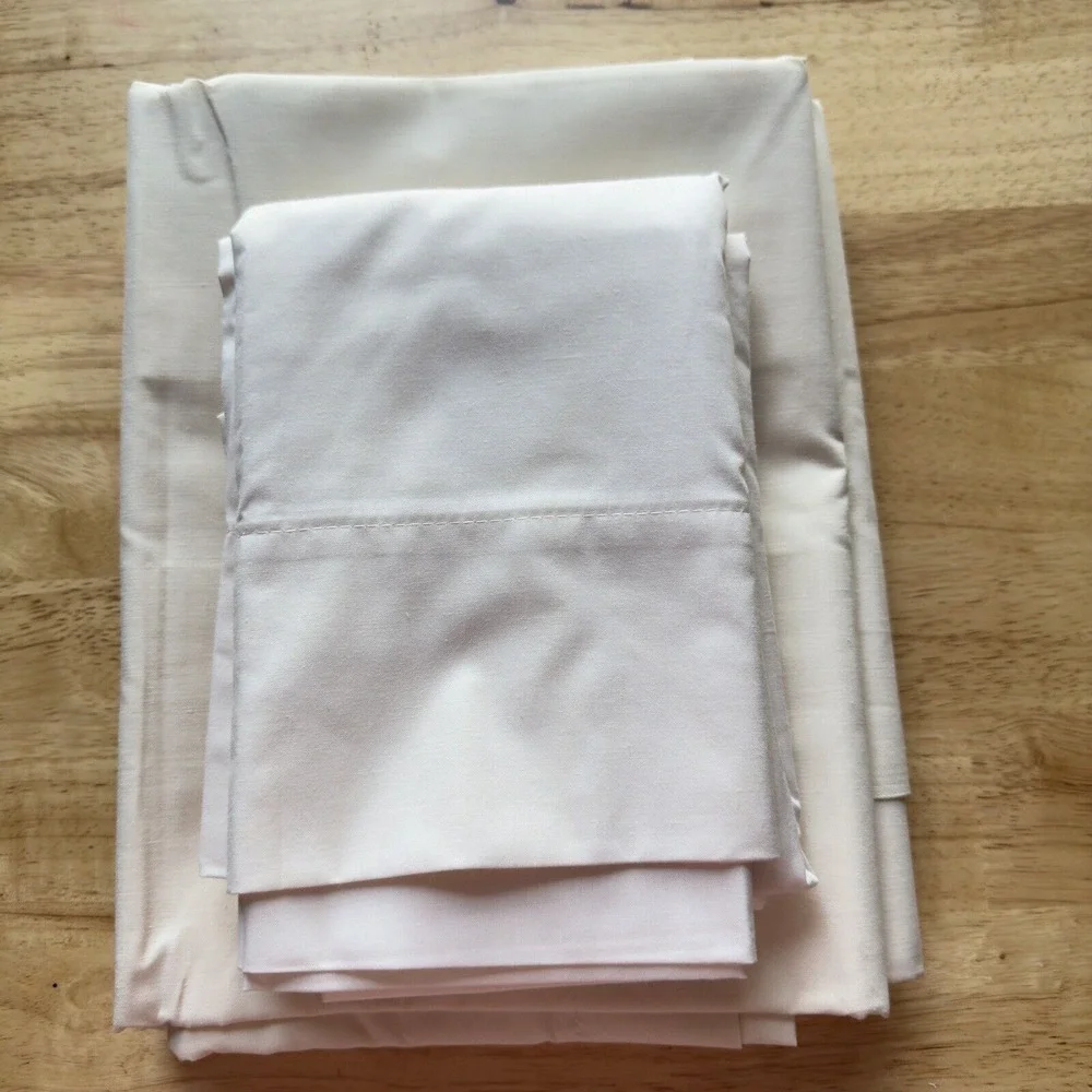 VTG Fabric Design KING Sheets-Cases Flat, 2 Pillowcases, Bone, Cotton Blend‎ NOS